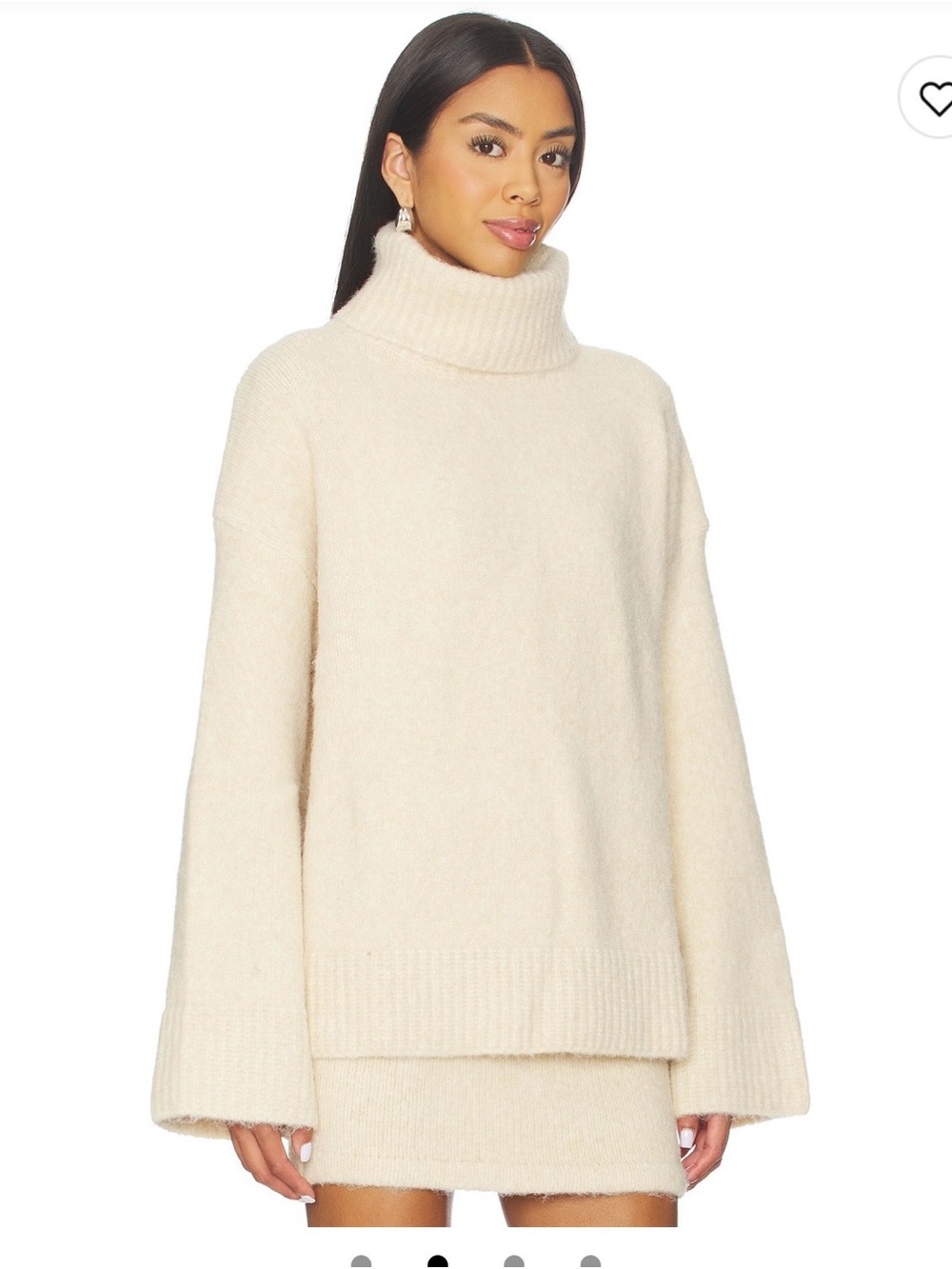 Women's Cream Turtleneck Sweater and Matching Skirt - Soft Oversized Cowl